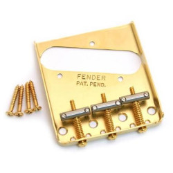 Fender 3-Saddle American Vintage Telecaster Bridge Assembly with Chromed-Brass Saddles (Gold) 0990806200 Fender 3-Saddle American Vintage Telecaster Bridge Assembly with Chromed-Brass Saddles (Gold) 0990806200