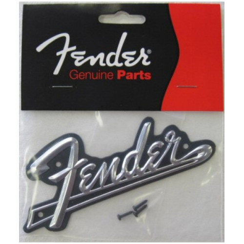 Fender Mid 60's Black Panel Amplifier Logo, Silver/Black 0994093000